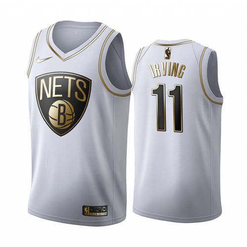 Men's Brooklyn Nets #11 Kyrie Irving White NBA 2019 Golden Edition Stitched Jersey